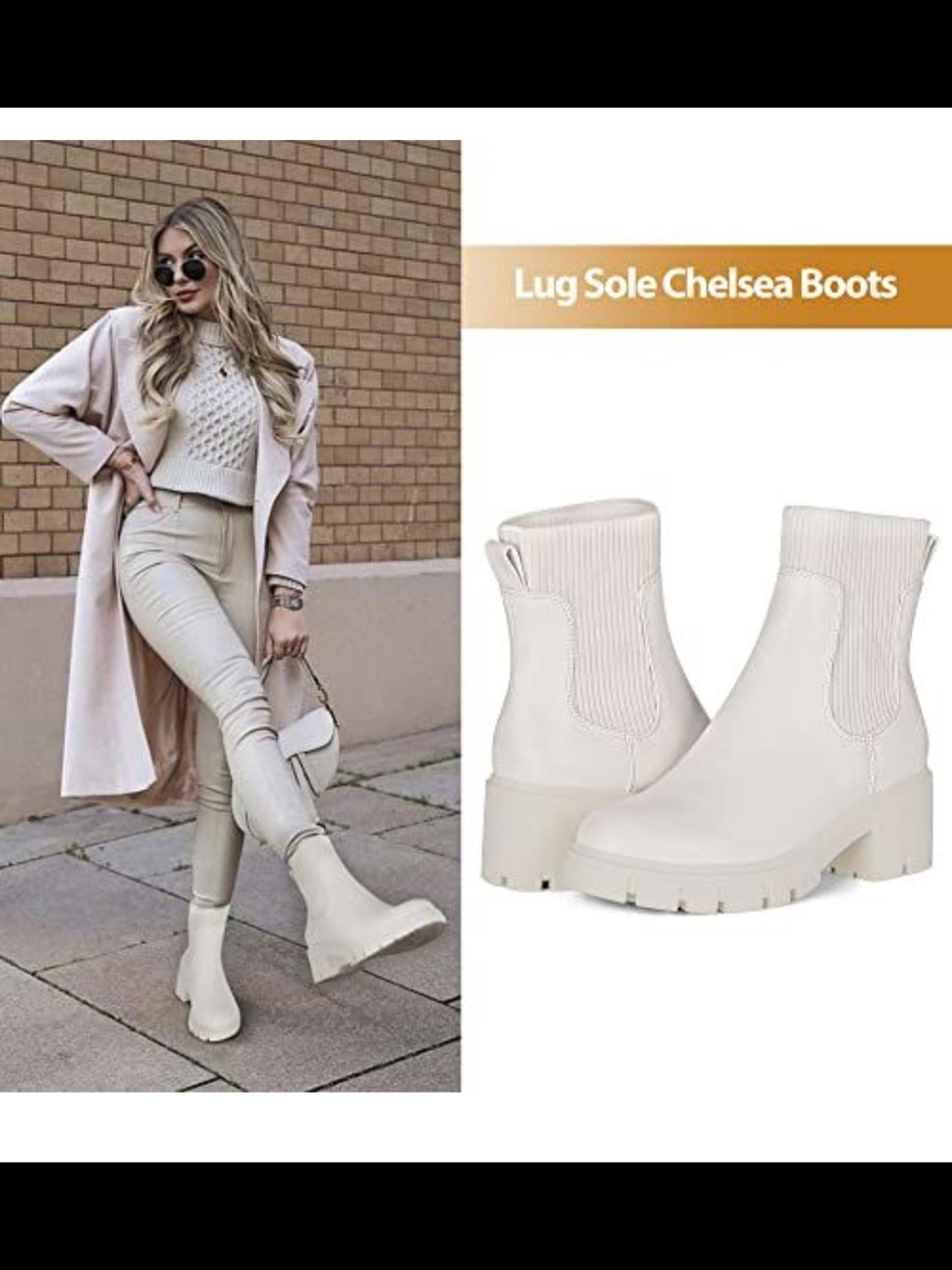 Lug Sole Chelsea Boots - Cream Chelsea Ankle Boot